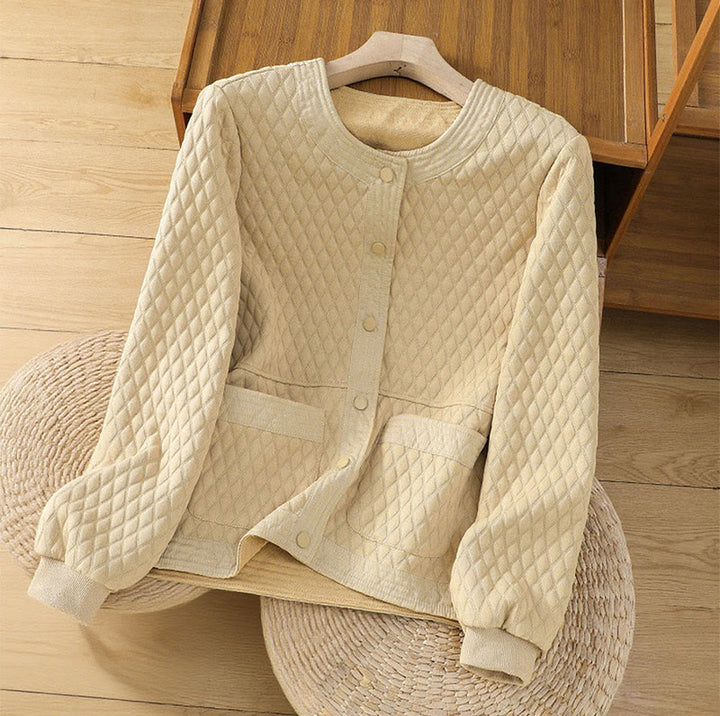 Buddha Stonesレトロプレーン レディース コットン 長袖ジャケット ポケット付き - レモンシフォン - US12、 UK/AU16、 EU44 (3XL) - image 0