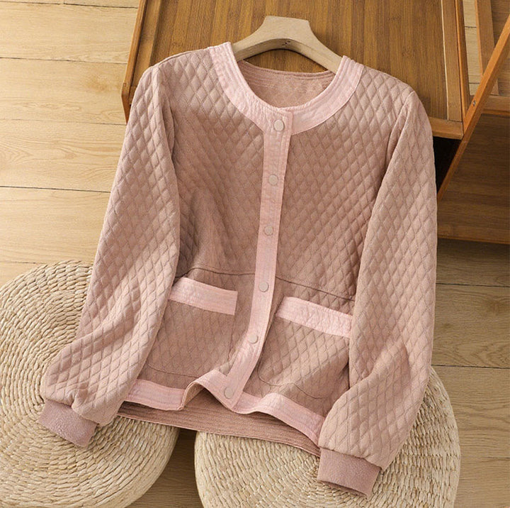 Buddha Stonesレトロプレーン レディース コットン 長袖ジャケット ポケット付き - ライトピンク - US12、 UK/AU16、 EU44 (3XL) - image 8