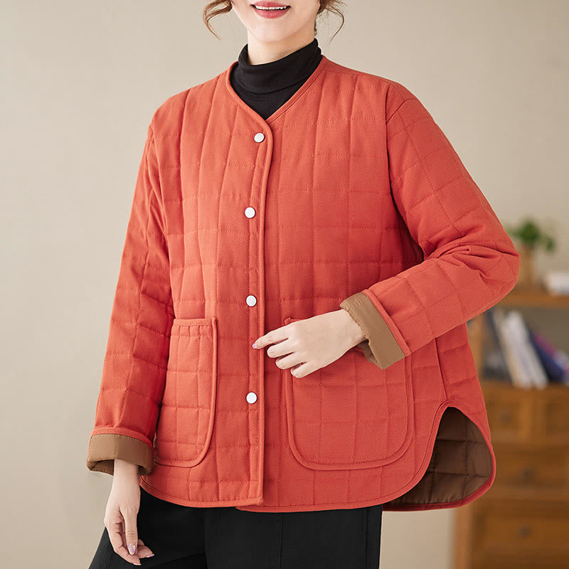 Buddha Stonesレトロ 無地 レディース 厚手コットン 長袖コート ジャケット ポケット付き - トマト - US14、 UK/AU18、 EU46 (2XL) - image 9