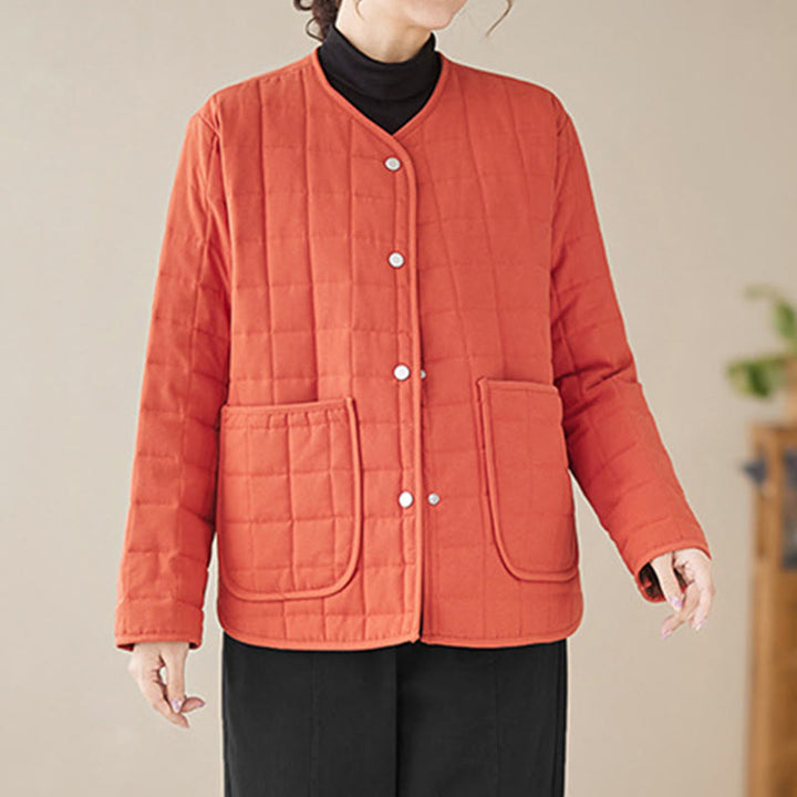 Buddha Stonesレトロ 無地 レディース 厚手コットン 長袖コート ジャケット ポケット付き - image 11