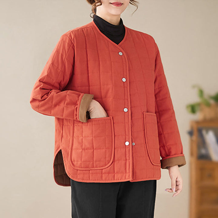 Buddha Stonesレトロ 無地 レディース 厚手コットン 長袖コート ジャケット ポケット付き - image 10