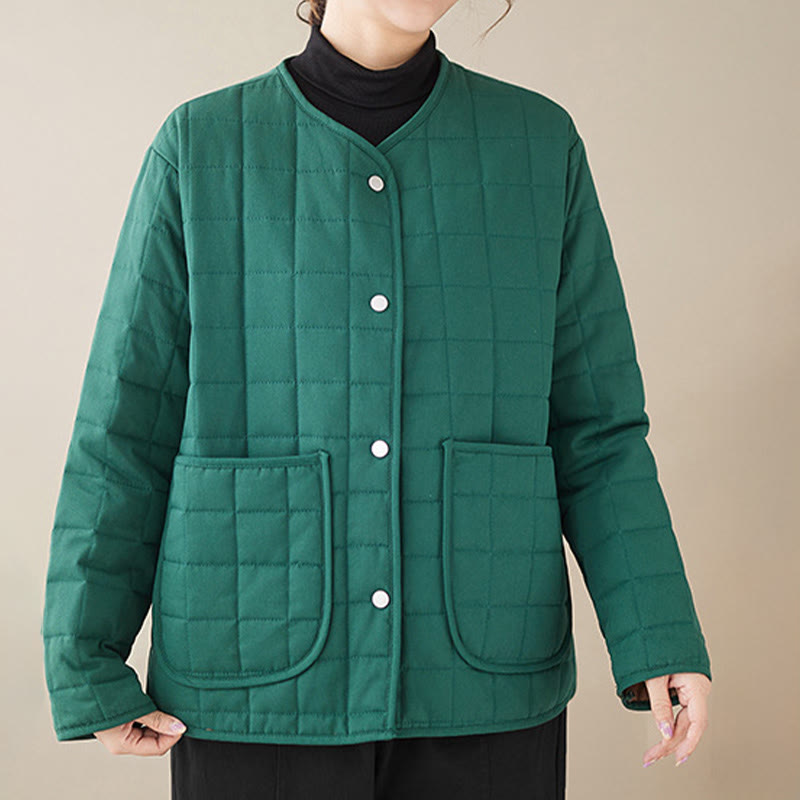 Buddha Stonesレトロ 無地 レディース 厚手コットン 長袖コート ジャケット ポケット付き - image 19