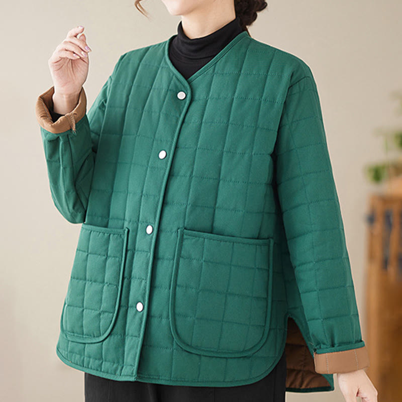 Buddha Stonesレトロ 無地 レディース 厚手コットン 長袖コート ジャケット ポケット付き - image 20