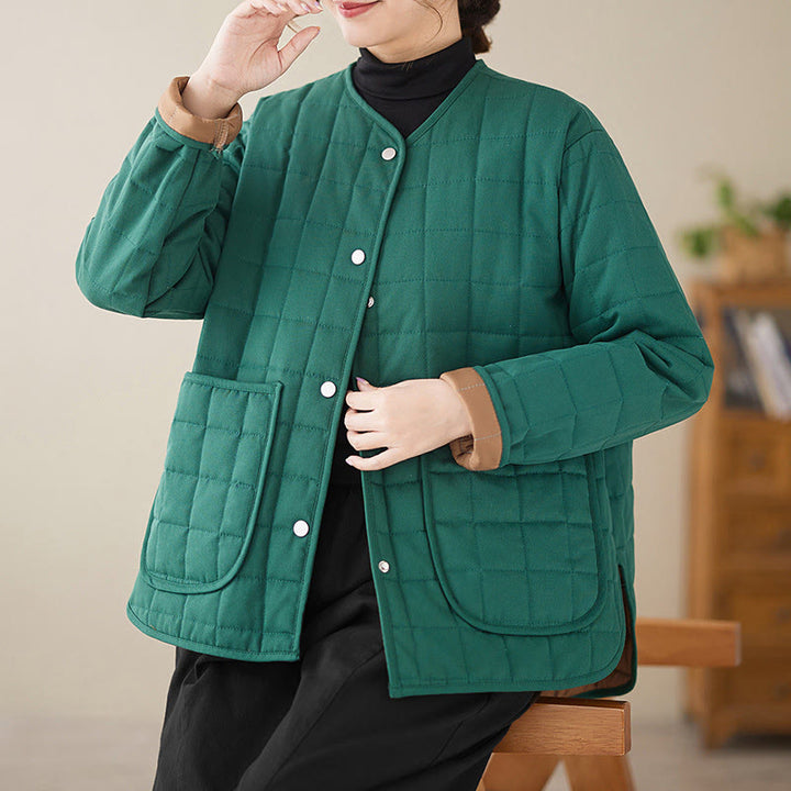 Buddha Stonesレトロ 無地 レディース 厚手コットン 長袖コート ジャケット ポケット付き - image 21