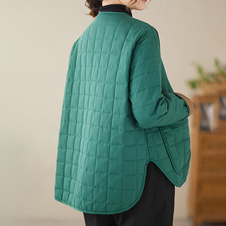 Buddha Stonesレトロ 無地 レディース 厚手コットン 長袖コート ジャケット ポケット付き - image 16