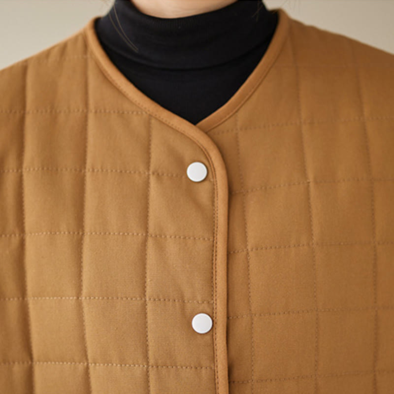 Buddha Stonesレトロ 無地 レディース 厚手コットン 長袖コート ジャケット ポケット付き - image 28