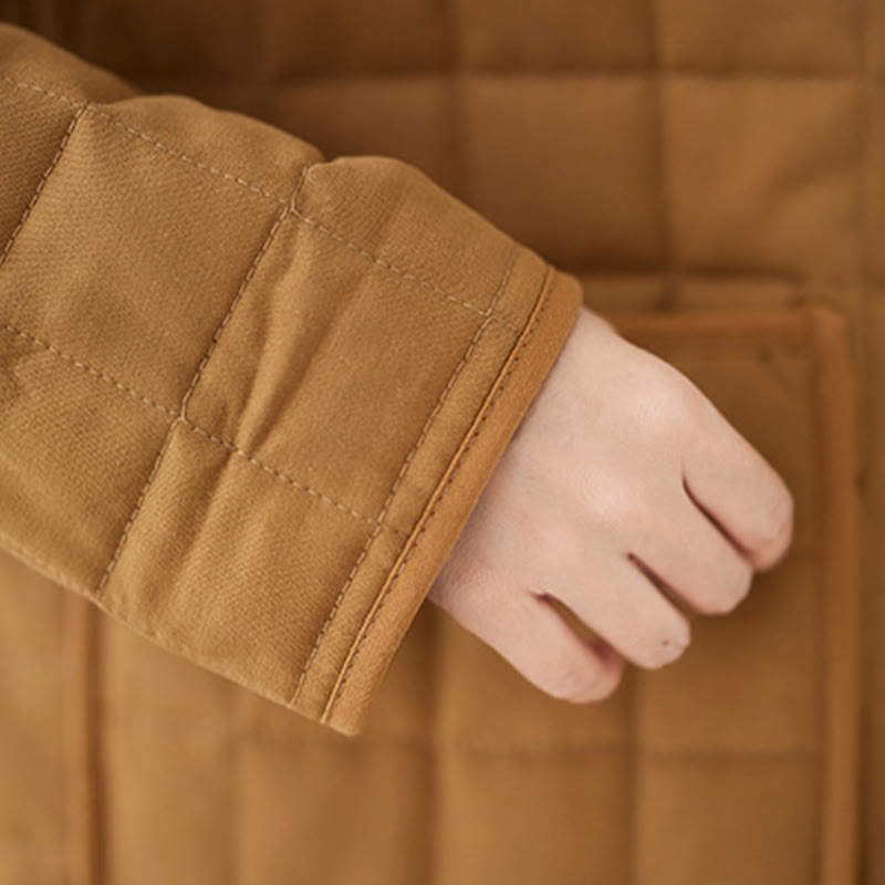 Buddha Stonesレトロ 無地 レディース 厚手コットン 長袖コート ジャケット ポケット付き - image 29