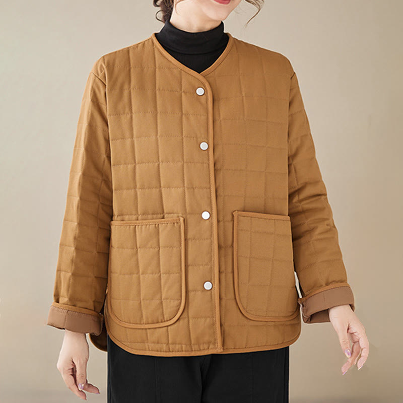 Buddha Stonesレトロ 無地 レディース 厚手コットン 長袖コート ジャケット ポケット付き - image 24
