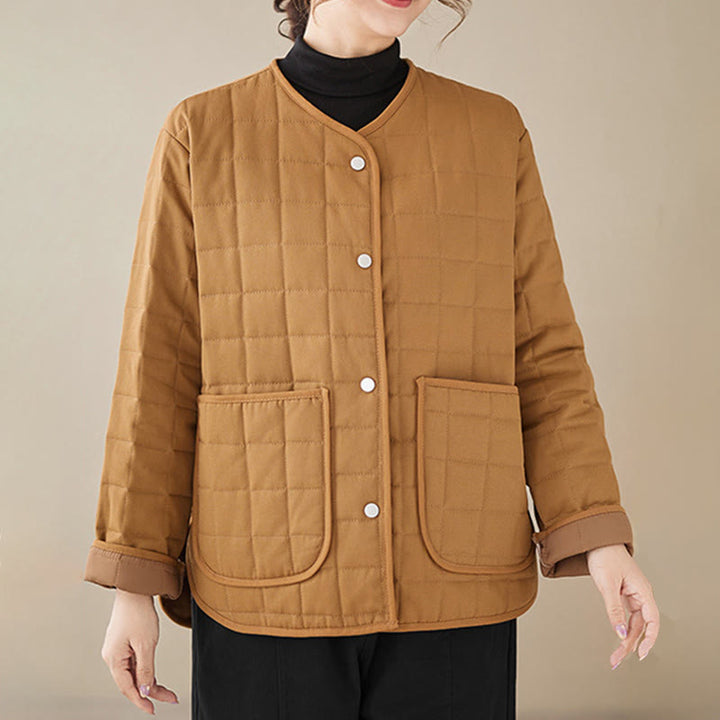 Buddha Stonesレトロ 無地 レディース 厚手コットン 長袖コート ジャケット ポケット付き - image 24