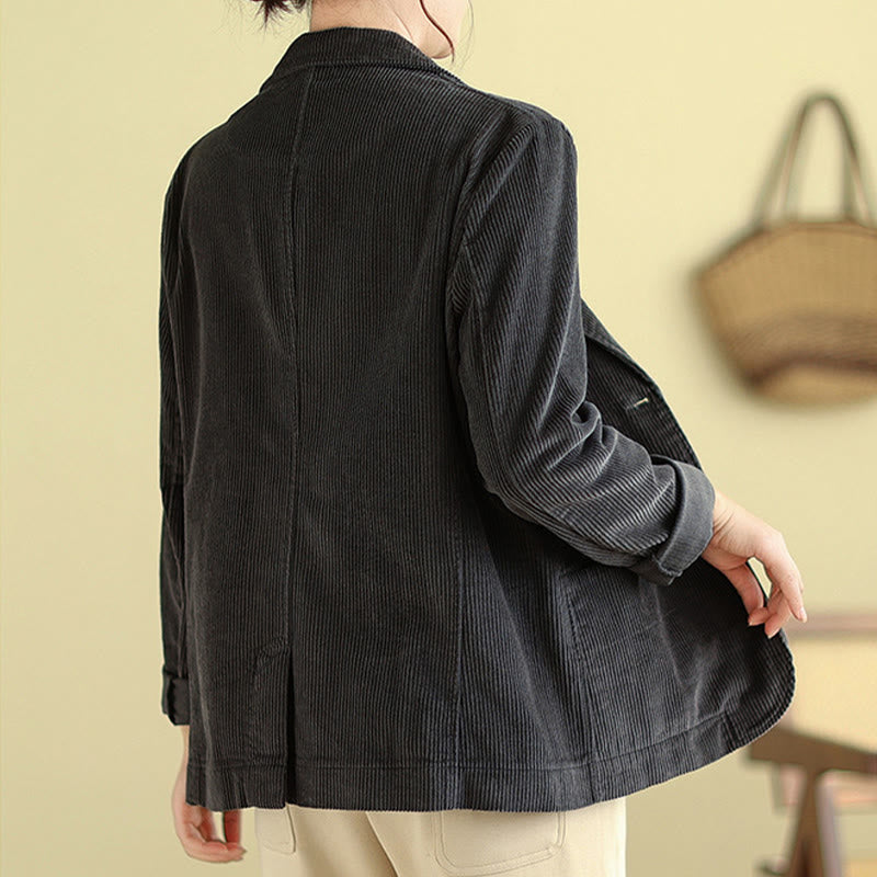 Buddha Stonesレトロプレーン レディース 長袖コーデュロイジャケット ポケット付き - image 15