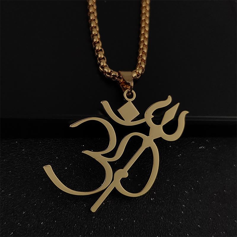 Buddha StonesトライデントOMシンボルステンレススチール接続ネックレスペンダント - 金 - image 1