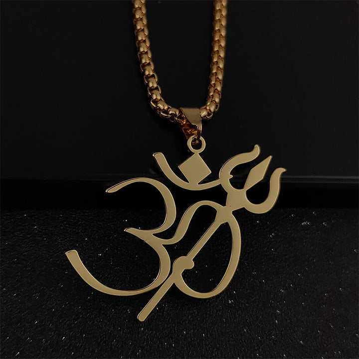 Buddha StonesトライデントOMシンボルステンレススチール接続ネックレスペンダント - 金 - image 1