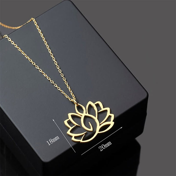 Buddha Stones中空蓮華デザイン ステンレススチール 悟りのネックレスペンダント - image 4