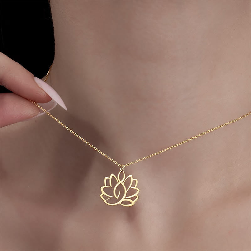 Buddha Stones中空蓮華デザイン ステンレススチール 悟りのネックレスペンダント - image 6