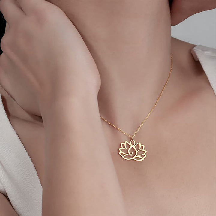 Buddha Stones中空蓮華デザイン ステンレススチール 悟りのネックレスペンダント - image 9