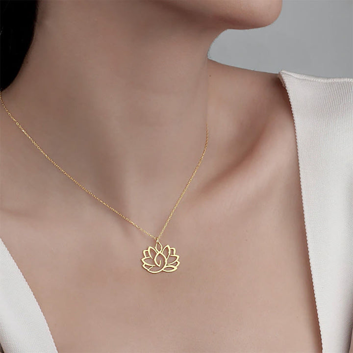 Buddha Stones中空蓮華デザイン ステンレススチール 悟りのネックレスペンダント - image 10