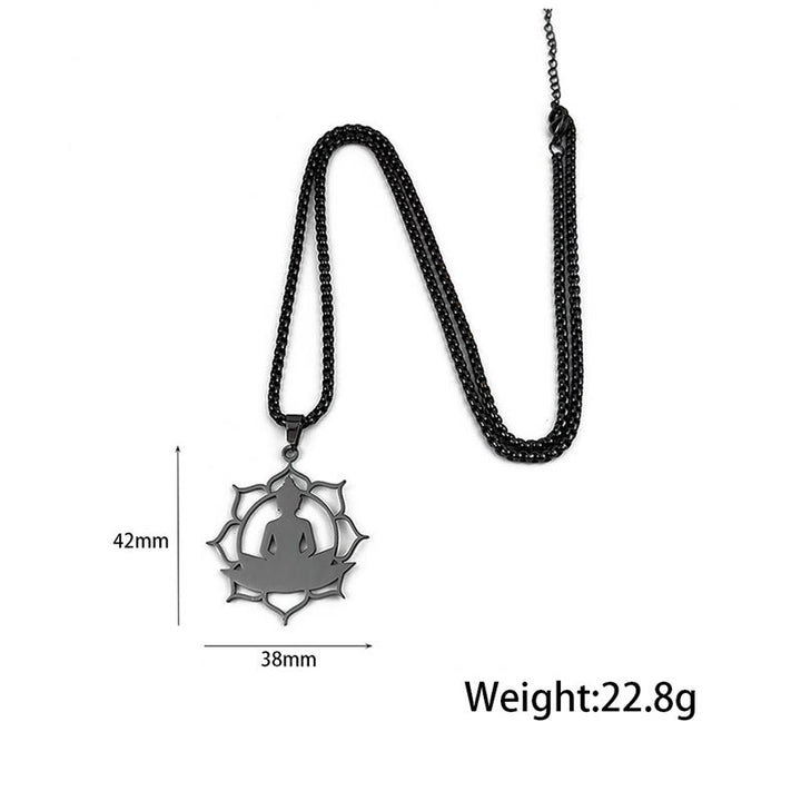 Buddha Stonesヴィンテージ 蓮仏座像デザイン ステンレススチール 悟りのネックレスペンダント - image 10
