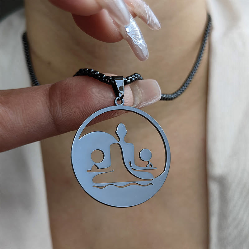 Buddha Stones陰陽中空デザイン ステンレススチール バランスネックレス ペンダント - image 10
