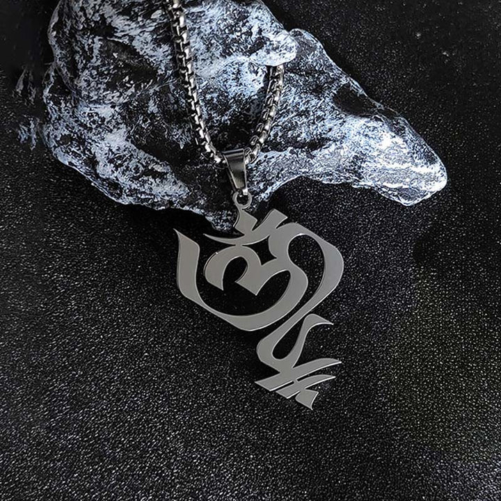 Buddha StonesヴィンテージOMシンボル幾何学デザインステンレススチール接続ネックレスペンダント - image 5