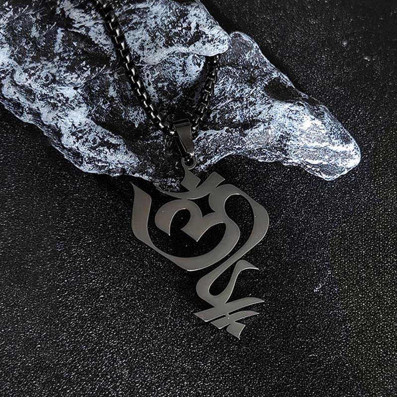 Buddha StonesヴィンテージOMシンボル幾何学デザインステンレススチール接続ネックレスペンダント - image 7