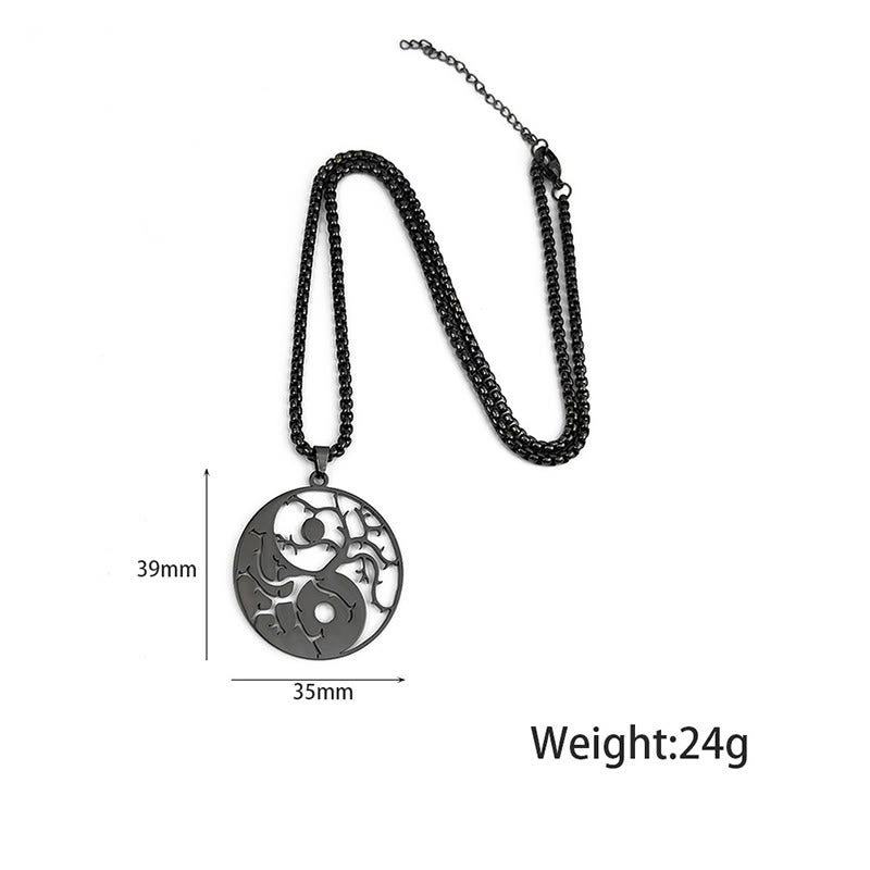 Buddha Stonesの枝と中空の陰陽デザインステンレススチールのバランスネックレスペンダント - image 10