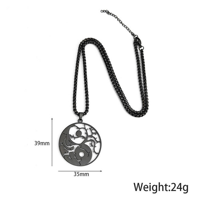 Buddha Stonesの枝と中空の陰陽デザインステンレススチールのバランスネックレスペンダント - image 10