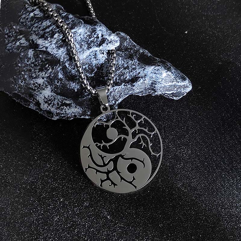 Buddha Stonesの枝と中空の陰陽デザインステンレススチールのバランスネックレスペンダント - image 3