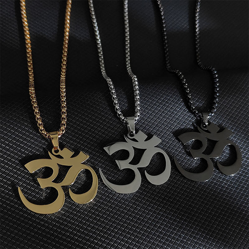 Buddha Stonesオムシンボル マントラ ステンレススチール フォーカスネックレスペンダント - image 1