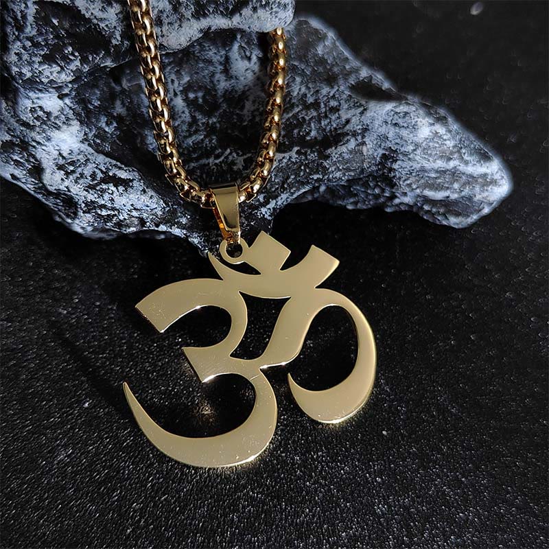 Buddha Stonesオムシンボル マントラ ステンレススチール フォーカスネックレスペンダント - 金 - image 6