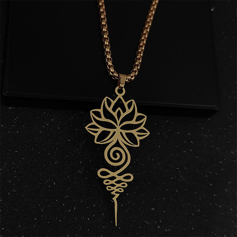 Buddha Stones蓮 ウナロメ チャクラ シンボル デザイン ステンレススチール 悟りのネックレス ペンダント - 金 - image 5