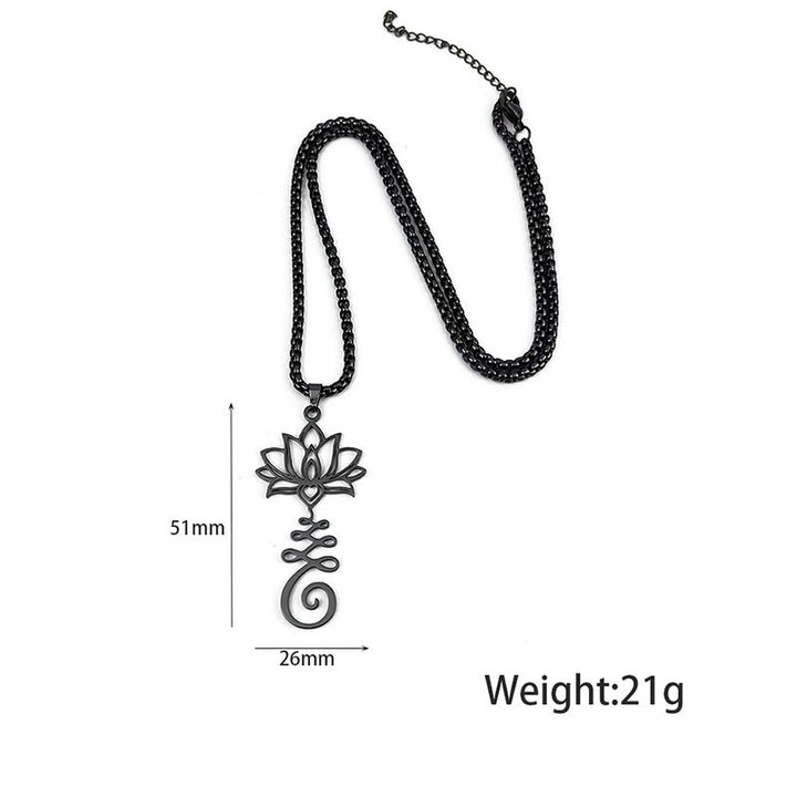 Buddha Stonesチャクラシンボル 不規則デザイン 蓮 ステンレススチール 悟りのネックレスペンダント - image 11