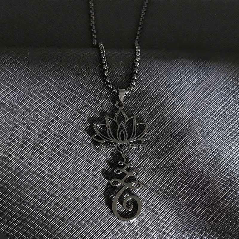 Buddha Stonesチャクラシンボル 不規則デザイン 蓮 ステンレススチール 悟りのネックレスペンダント - image 9