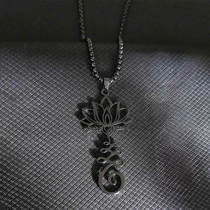 Buddha Stonesチャクラシンボル 不規則デザイン 蓮 ステンレススチール 悟りのネックレスペンダント - image 9