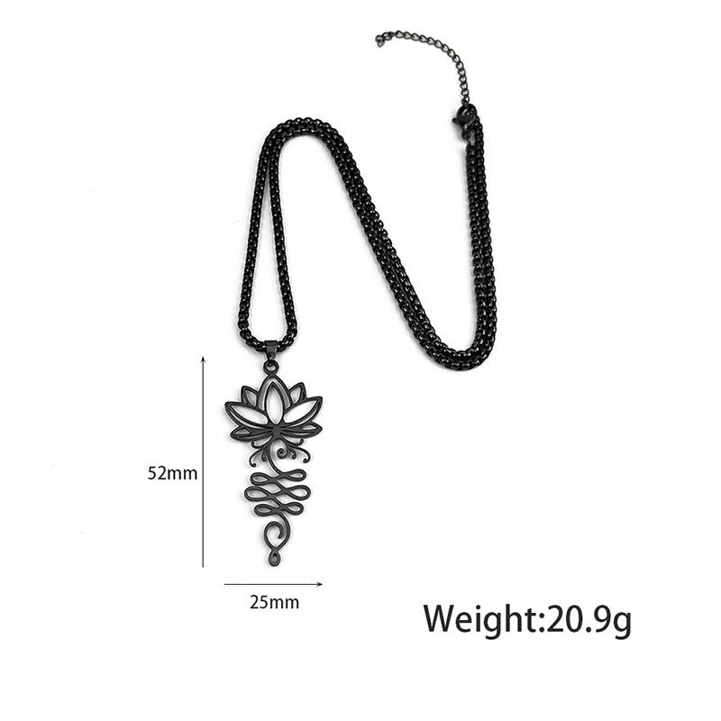Buddha Stones蓮のつるデザイン チャクラシンボル ステンレススチール 悟りのネックレスペンダント - image 10