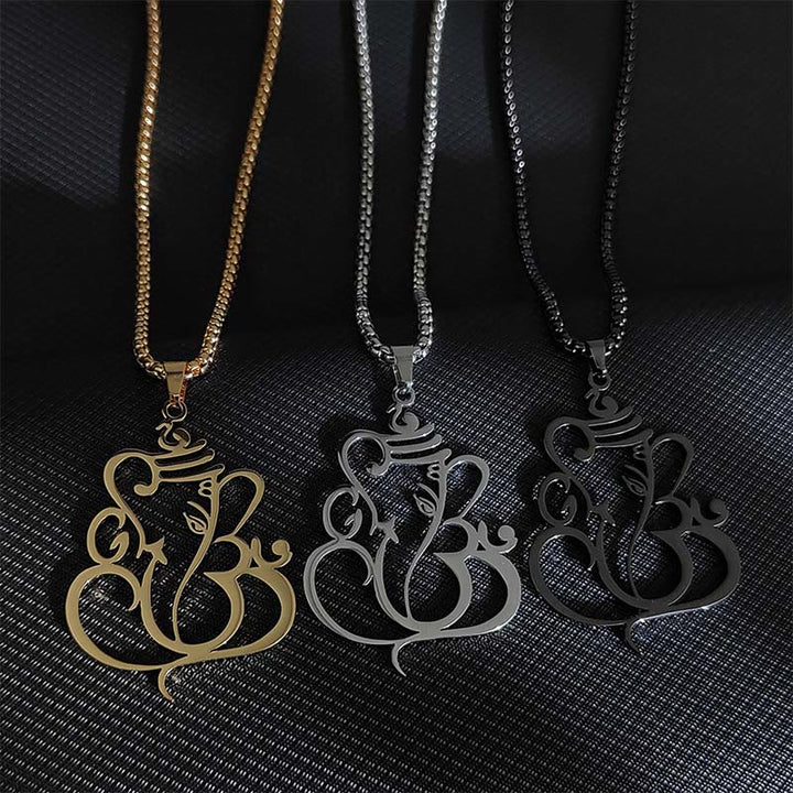 Buddha Stonesガネーシャ象 ステンレススチール 守護ネックレス ペンダント - image 1