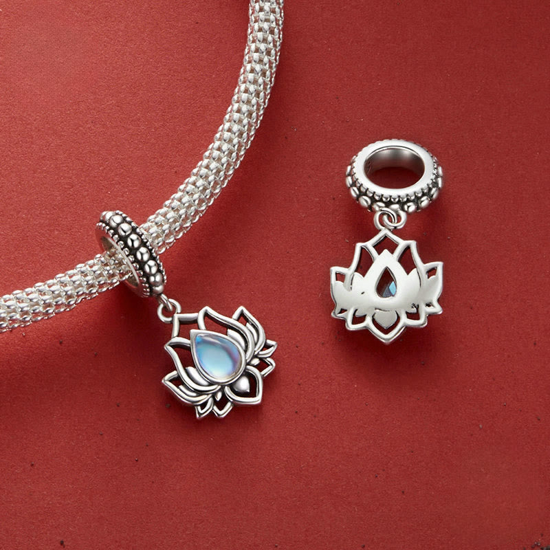 Buddha Stones925スターリングシルバー ロータスデザイン ムーンストーン ヒーリングネックレスペンダント - image 2
