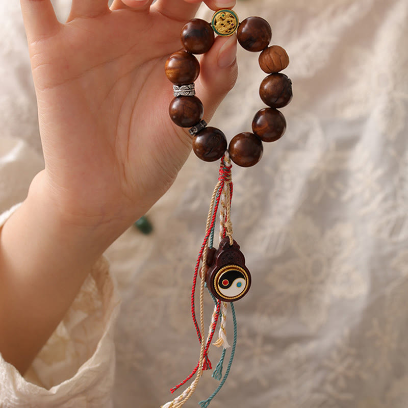 チベットのBuddha Stones、雷に打たれたナツメの木、陰陽の幸運ブレスレット - image 4
