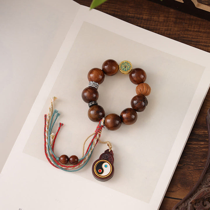 チベットのBuddha Stones、雷に打たれたナツメの木、陰陽の幸運ブレスレット - image 9