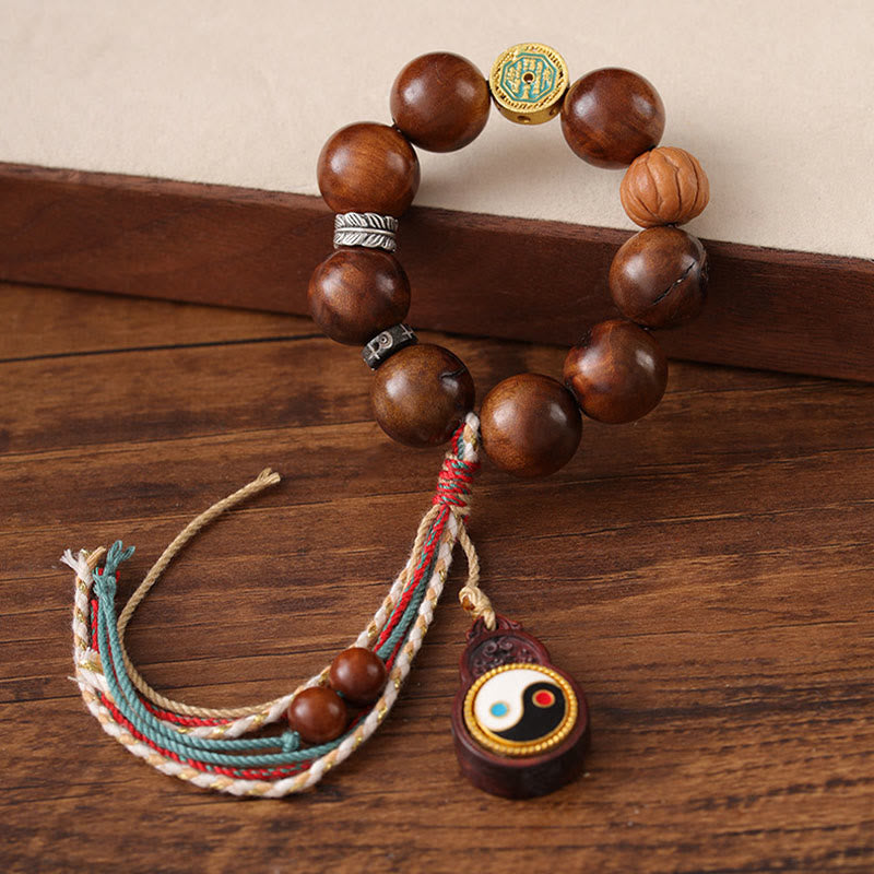 チベットのBuddha Stones、雷に打たれたナツメの木、陰陽の幸運ブレスレット - image 2