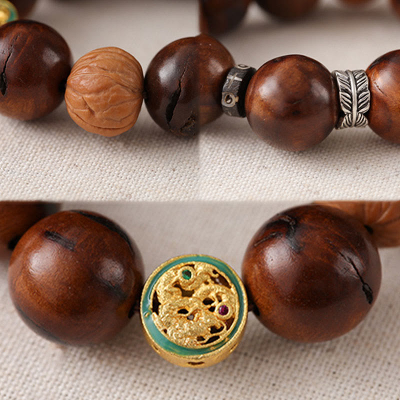 チベットのBuddha Stones、雷に打たれたナツメの木、陰陽の幸運ブレスレット - image 12