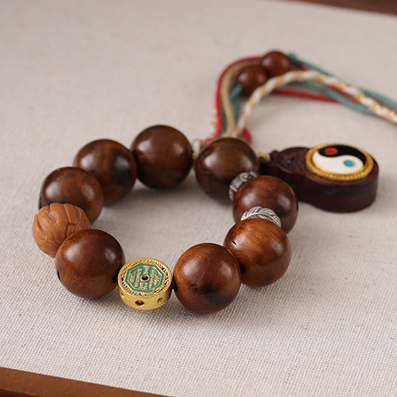 チベットのBuddha Stones、雷に打たれたナツメの木、陰陽の幸運ブレスレット - image 3