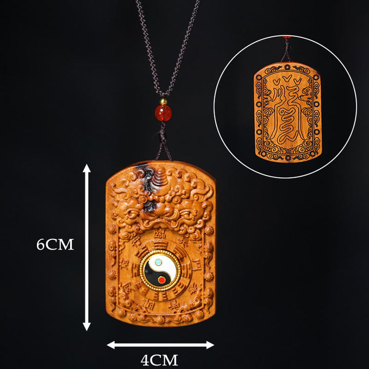 Buddha Stones雷に打たれたナツメの木 龍陰陽八卦 守護 ネックレス ペンダント - image 11
