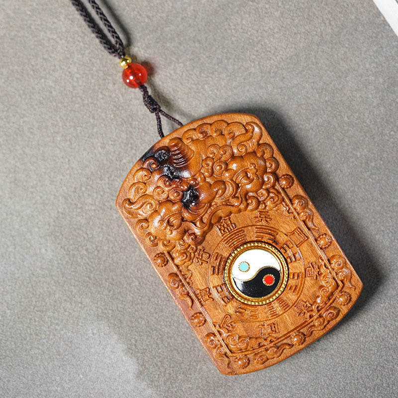 Buddha Stones雷に打たれたナツメの木 龍陰陽八卦 守護 ネックレス ペンダント - image 2
