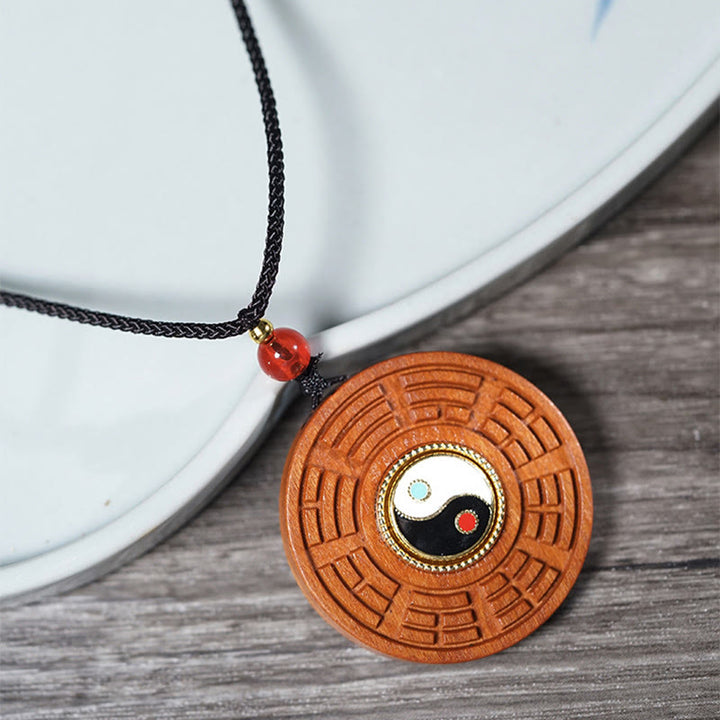 Buddha Stones、雷に打たれたナツメの木、陰陽、幸運のネックレスペンダント - image 2
