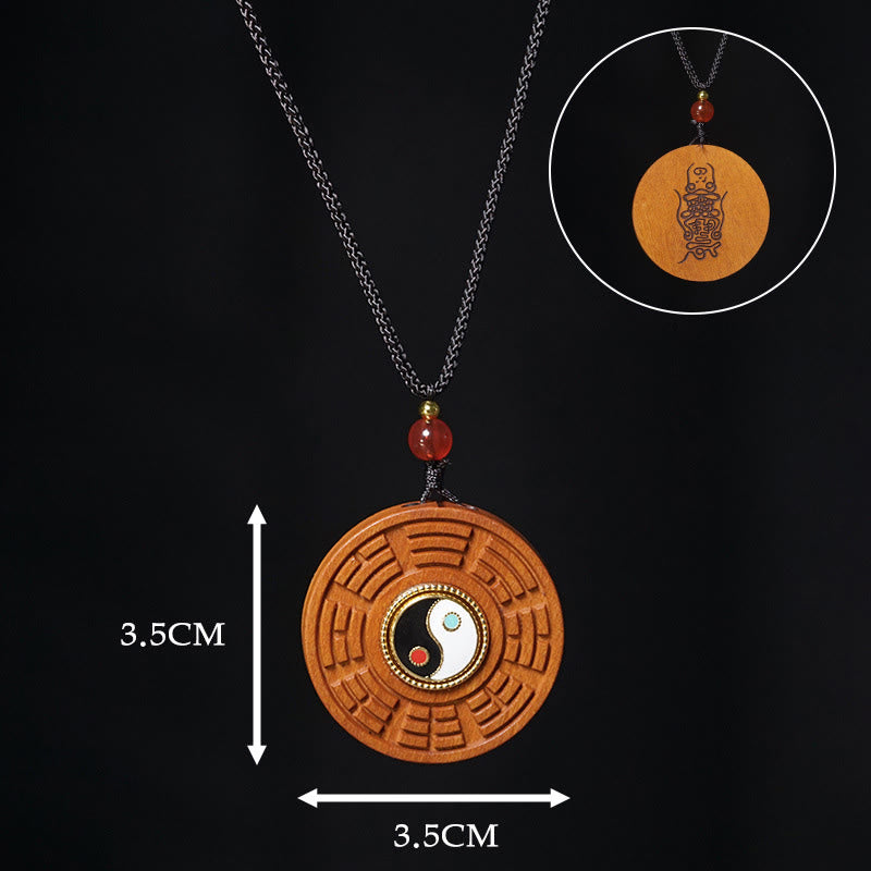 Buddha Stones、雷に打たれたナツメの木、陰陽、幸運のネックレスペンダント - image 9
