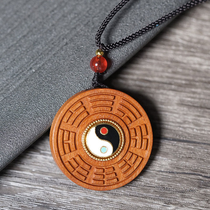 Buddha Stones、雷に打たれたナツメの木、陰陽、幸運のネックレスペンダント - 雷に打たれたナツメの木 - image 1