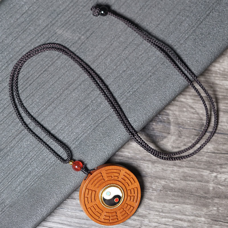 Buddha Stones、雷に打たれたナツメの木、陰陽、幸運のネックレスペンダント - image 3