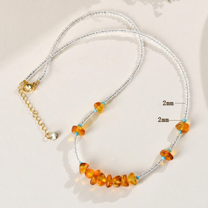 Buddha Stonesホワイトクリスタルビーズ 不規則な琥珀色の透明ネックレスペンダント - image 8