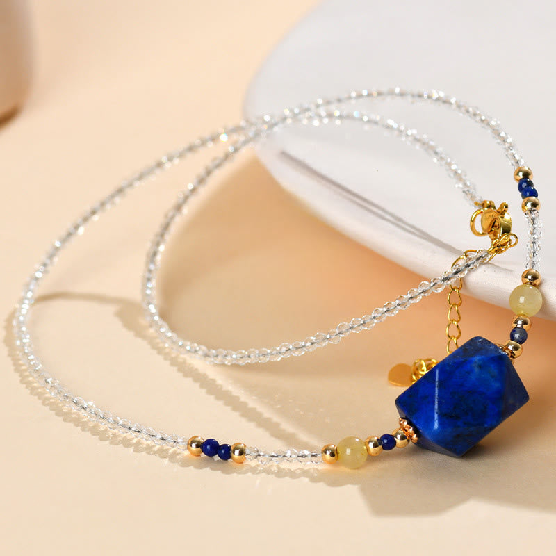 Buddha Stonesホワイトクリスタル ラズライト ラピスラズリ ヒーリング瞑想ネックレスペンダント - image 7