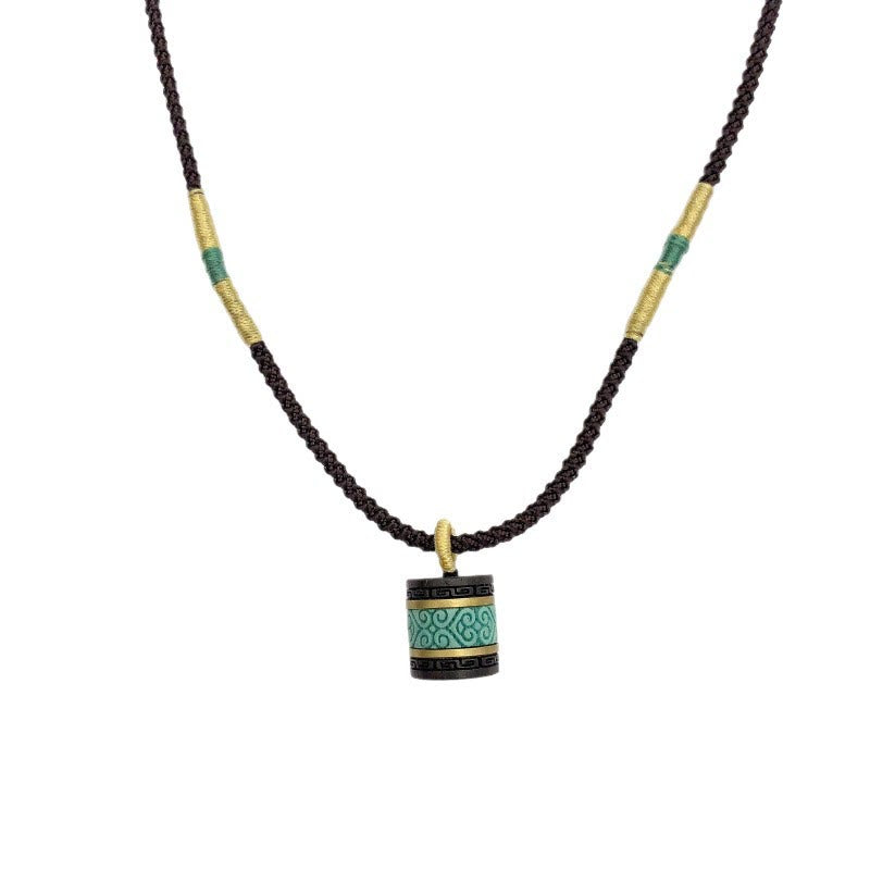 Buddha Stones黒檀ターコイズ シリンダー ピース ネックレス ペンダント - image 9